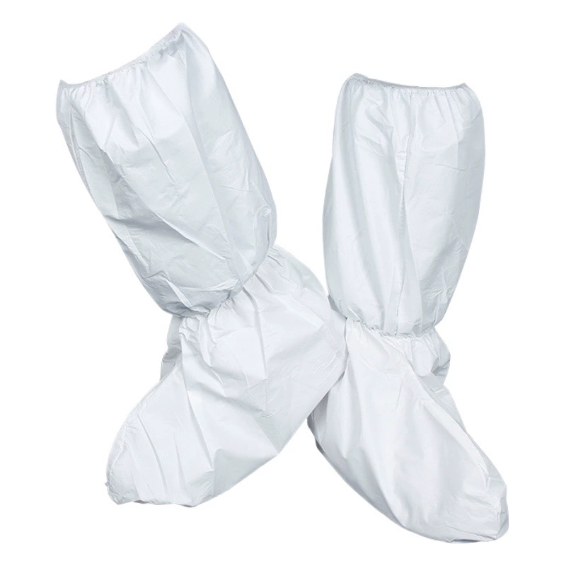 Одноразовые белые бахилы утолщенная Пылезащитная дышащая пленка чехол для ботинка Резиновая лента на шнуровке дышащая пленка защитный чехол для ботинка оптом