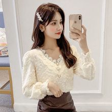 加绒加厚提花蕾丝衫女秋冬2025新款外穿百搭衬衣洋气时尚长袖上衣