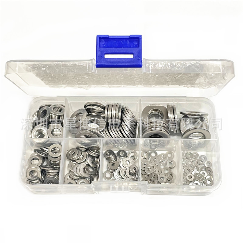 360PCS 不锈钢垫片  平垫圈 M2 M2.5 M3 M4 M5 M6 M8 M10组合套件
