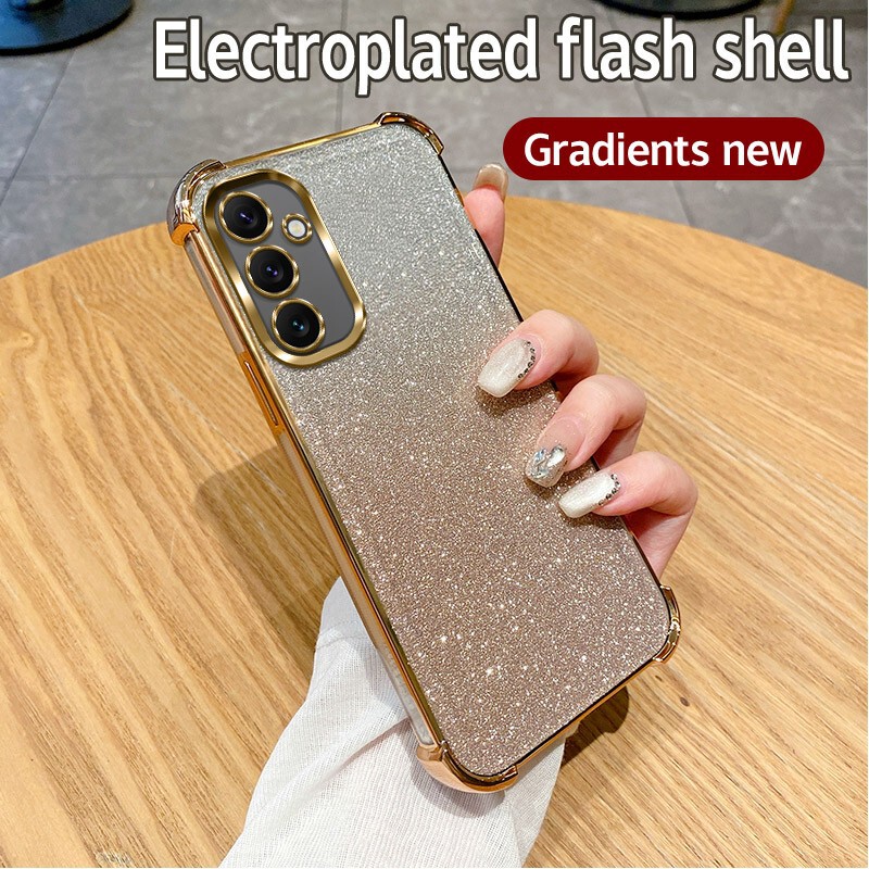 Suitable for Samsung A27 A06 A37 A17 Four-Corner Glitter Electroplated Phone Case A57 A35 A24 A26 Set Suitable for Samsung A27 A06 A37 A17 Four-Corner Glitter Electroplated Phone Case A57 A35 A24 A26 Set