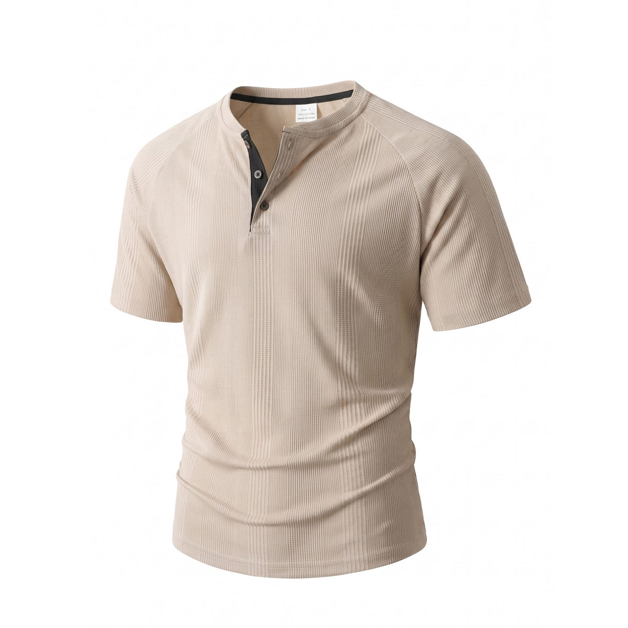 Men's Clothing Men's Summer Shirt Long Sleeve Round Neck Vertical Stripe Style Henry Base T-Shirt For Formal & Casual_viptrois.com