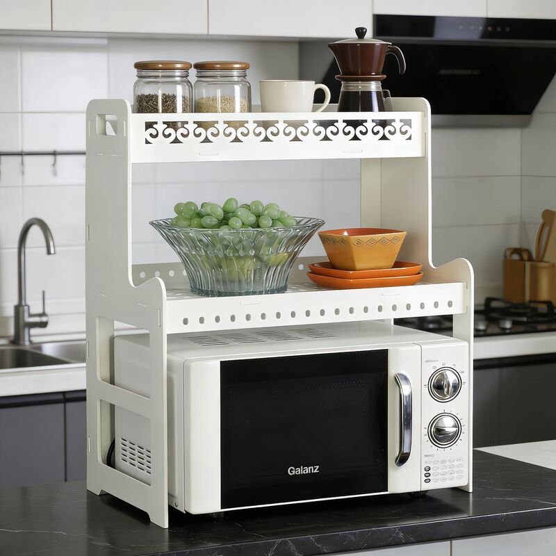 Microwave Oven Rack Kitchen Oven Bread Maker Countertop Storage Rack Multi-Layer Soup Pot Seasoning Desktop Organizer Rack