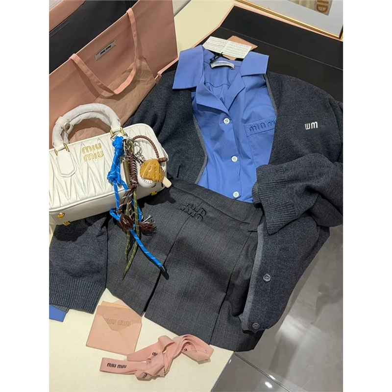 YT387222 носить серый трикотажное платье набор 2024 новая женская осенняя мода модная иностранная