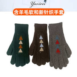 羊毛柔软针织2025年新款保暖绞花日韩分指跨境爆款手套女学生配饰