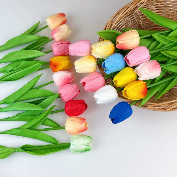 Pu Artificial Tulips Wholesale Mini Fake Flower Bunches Exclusively for Cross-Border Supply for Home, Hotel, Wedding Photography, and Scene Props