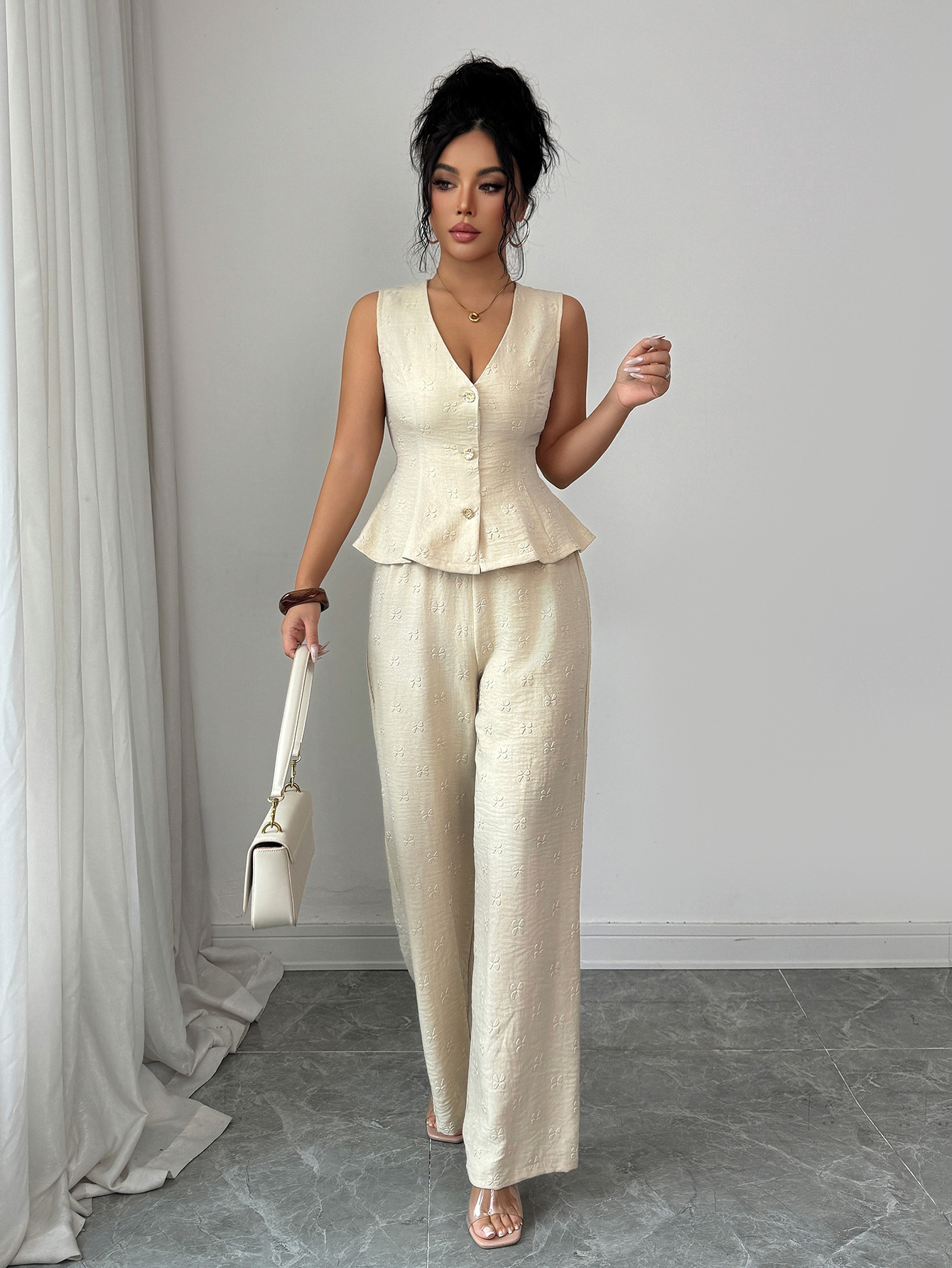 Women's Slim Fit Denim Style Suit Commuter Solid Color Spring Summer Collection Stay Stylish And Comfortable_ecoleips.com