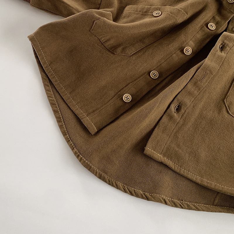 Camisa de estilo coreano para niños Mori cepillado abrigo de un solo pecho para niños otoño nueva camisa de manga larga moda