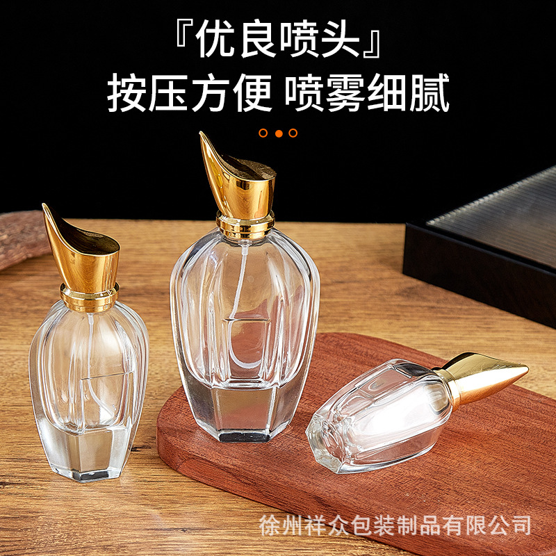 Botella de Vidrio de Fondo Grueso con Pulsador para Perfume 30-100 ml de Vidrio