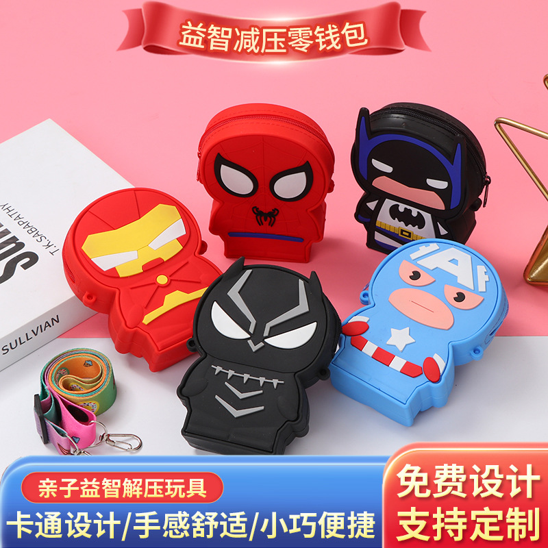New Anime Series Cartoon Children's Silicone Bag Iron Man Spider-Man Crossbody Bag Coin Purse