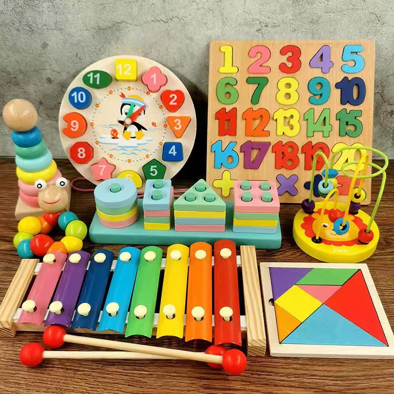 La educación temprana infantil de madera Meng tranquiliza la campana de la cama, el juguete orf, el bebé agarra la campana y sacude el conjunto de instrumentos musicales image 20