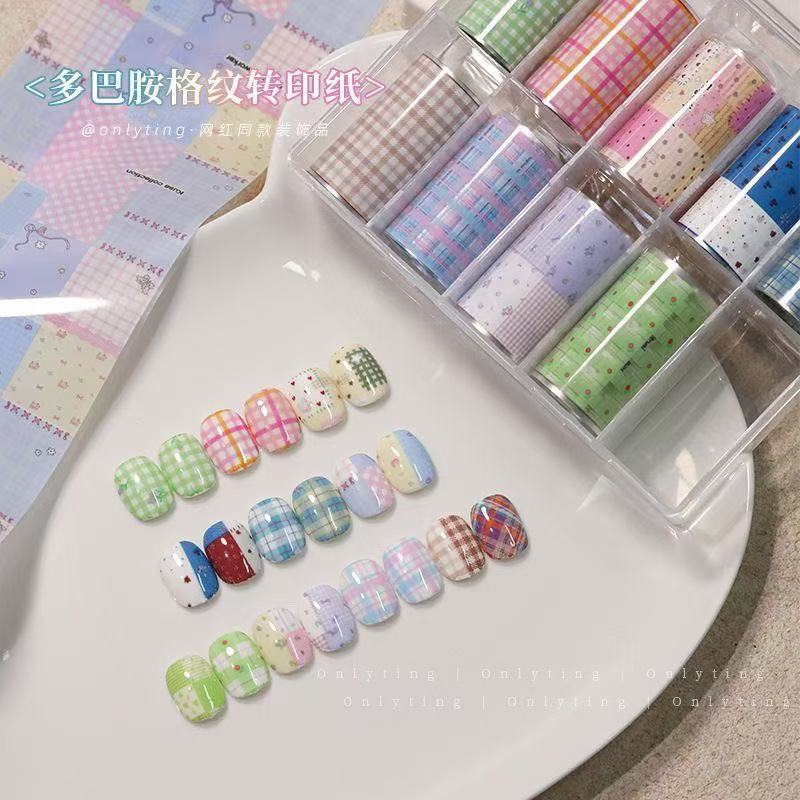 2026 New Nail Art Transfer Paper Korean Style Ins Patchwork Plaid Transfer Paper Hand-Painted Stickers Student Essential Tape Stickers 2026 New Nail Art Transfer Paper Korean Style Ins Patchwork Plaid Transfer Paper Hand-Painted Stickers Student Essential Tape Stickers