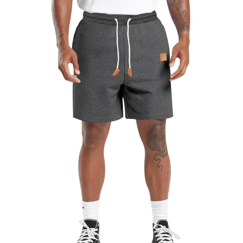 2024 printemps/été hommes couleur unie cordon droit quart pantalon européen décontracté shorts de sport pour hommes_voghion.com