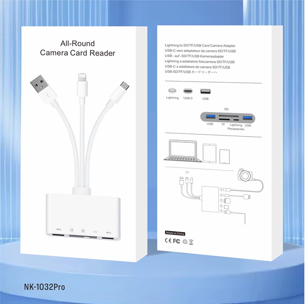 3-wire five-in-one [read 2USB+TF+SD+Apple charging] 5-port reading
