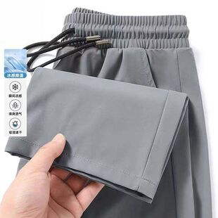 Ice Silk Pants Men's Summer Thin Summer Loose Nine-Point Wide-Leg Workwear Quick-Drying Sports Casual Trousers Men's Pants