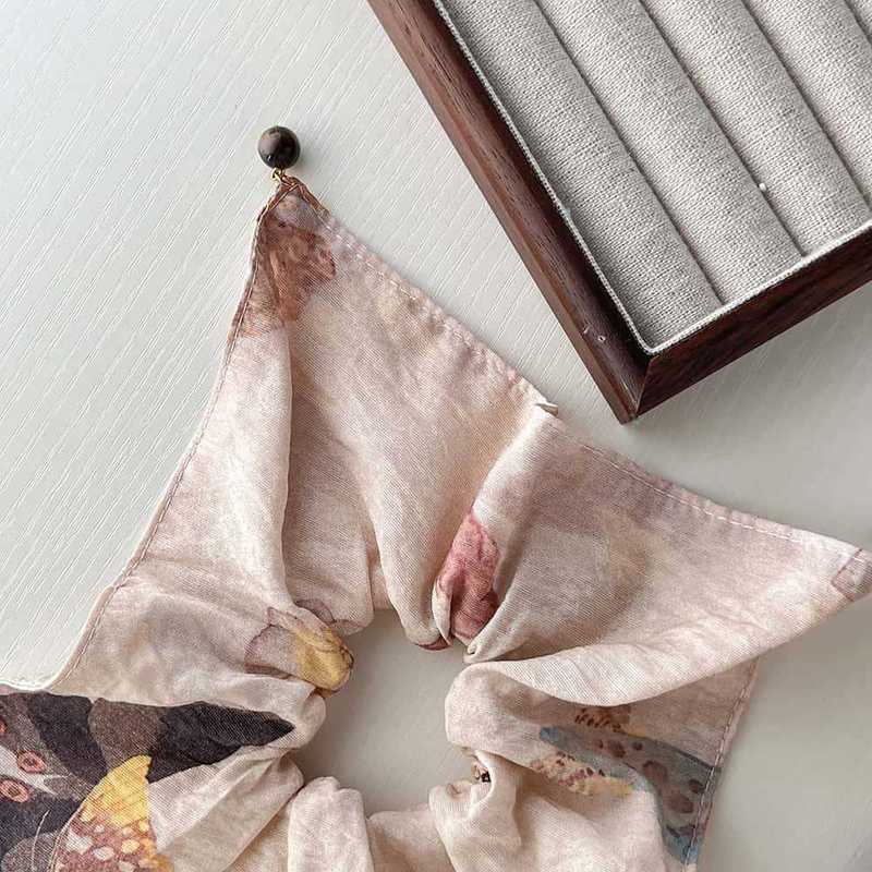 多褶新中式方形肠圈古风国风汉服发饰发绳方巾甜美发圈盘发头饰女|undefined