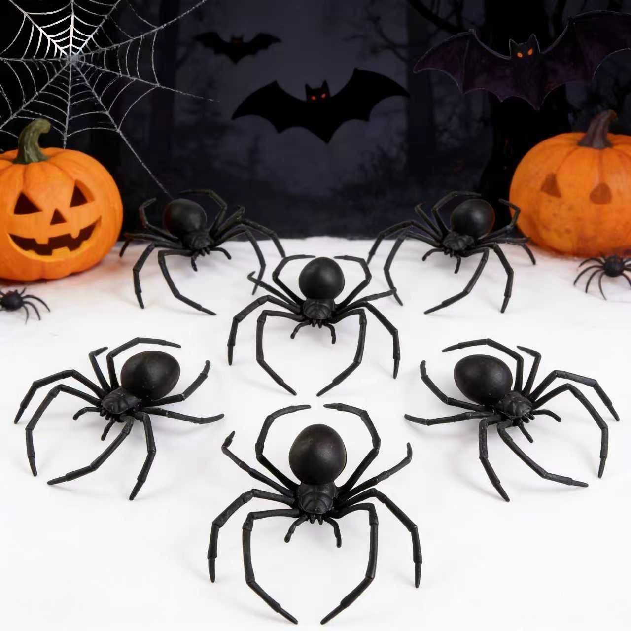 Decoración de Halloween props de simulación de araña viuda negra araña negra creativa novedad transfronteriza araña falsa araña grande araña