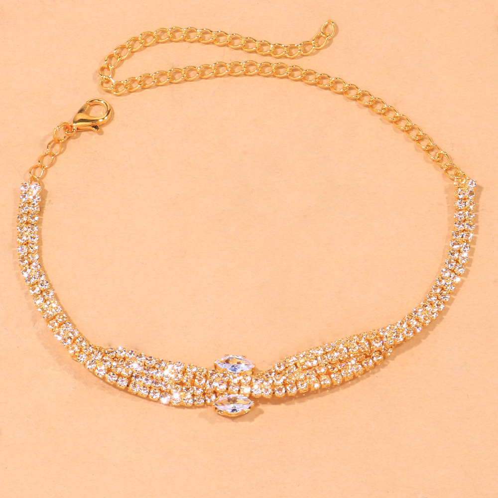 2023 nuevo ZIRCON tobillera europeo y americano simple playa brillante tobillera playa salvaje joyería tobillera