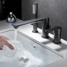 浴缸冷热式水龙头全铜分体式三孔缸边卫生间浴室淋浴花洒三件套装