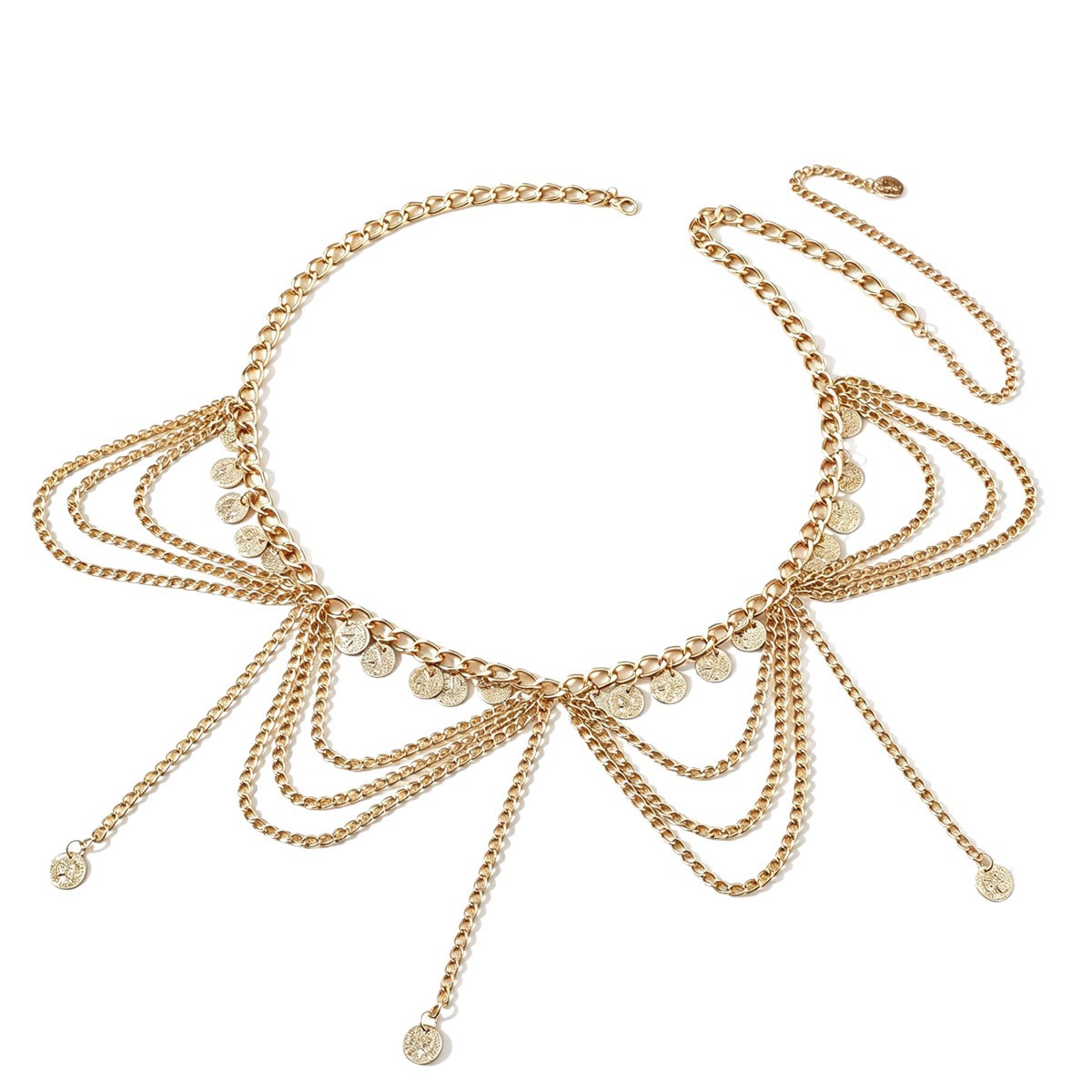 Cadena de cintura étnica retro para mujer cinturón multicapa_voghion.com