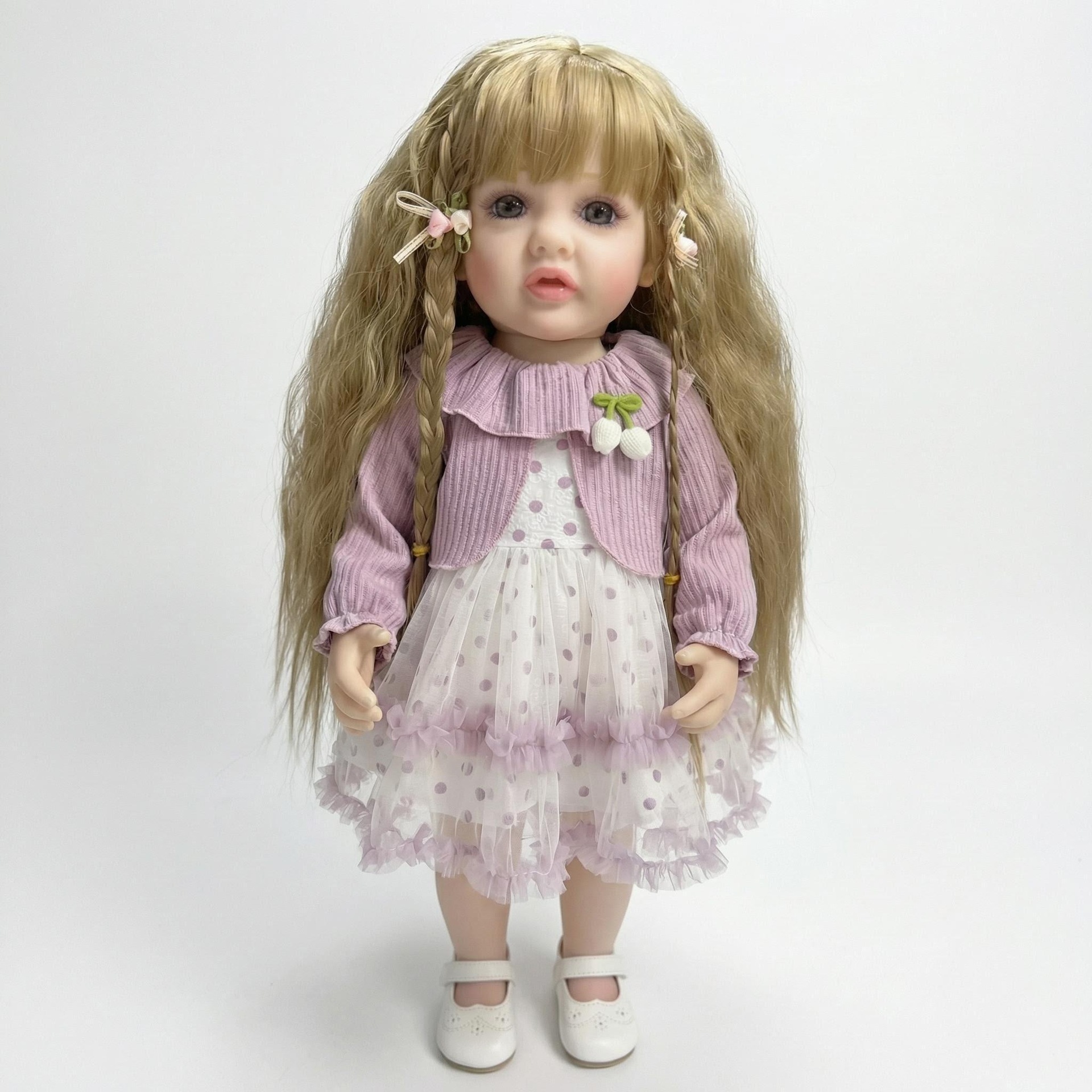 NPK22inch claras violeta mangas largas chal Betty simulación muñeca renacida para acompañar a los niños regalos de vacaciones preferidos
