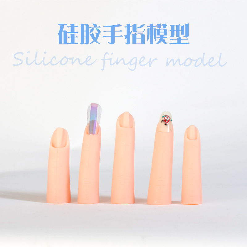 Transfronterizo nuevo arte de uñas de silicona dedo falso práctica dedo mano modelo simulación mano falsa pieza de uñas 5 unids/traje