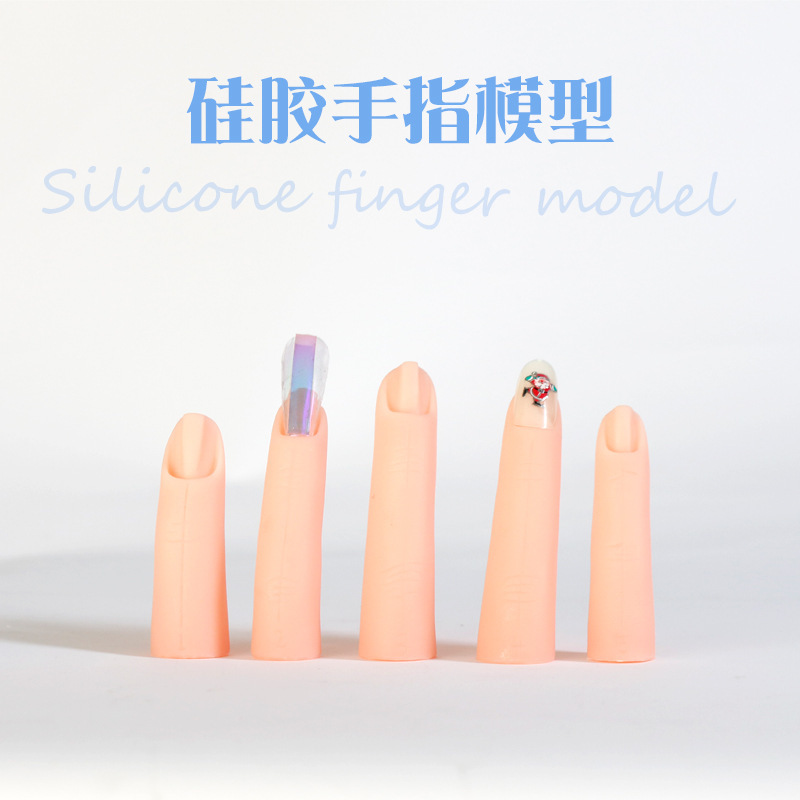 Cross-border new nail art silicone fake finger practice finger hand model simulation fake hand nail piece 5 pcs/suit