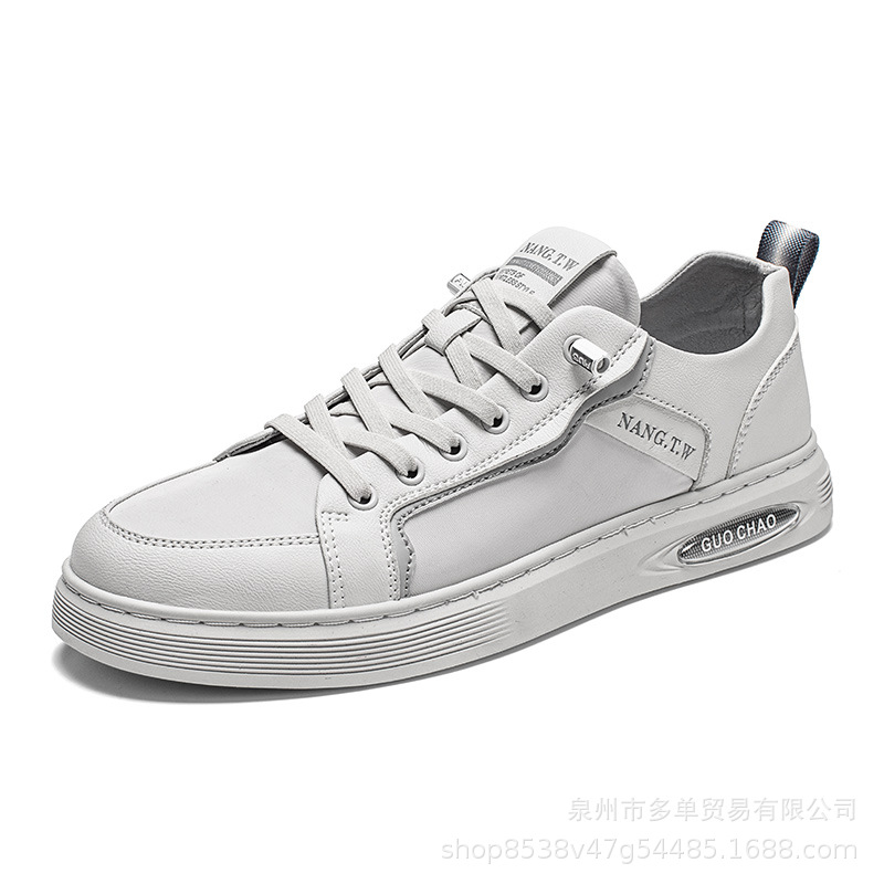 Zapatos casuales de un solo pie para hombres, zapatos de patineta al aire libre ligeros con suela suave, cómodos y amortiguados, zapatos blancos