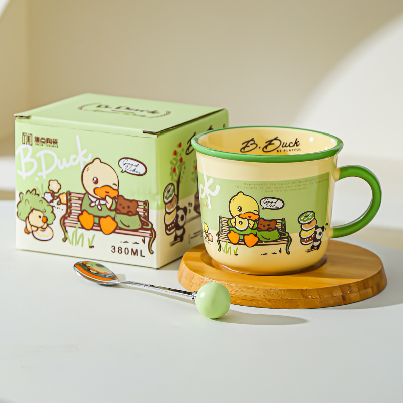 Genuine B.DUCK Little Yellow Duck Taza de cerámica de marca compartida Taza de agua de dibujos animados de red roja Taza linda taza de leche de desayuno