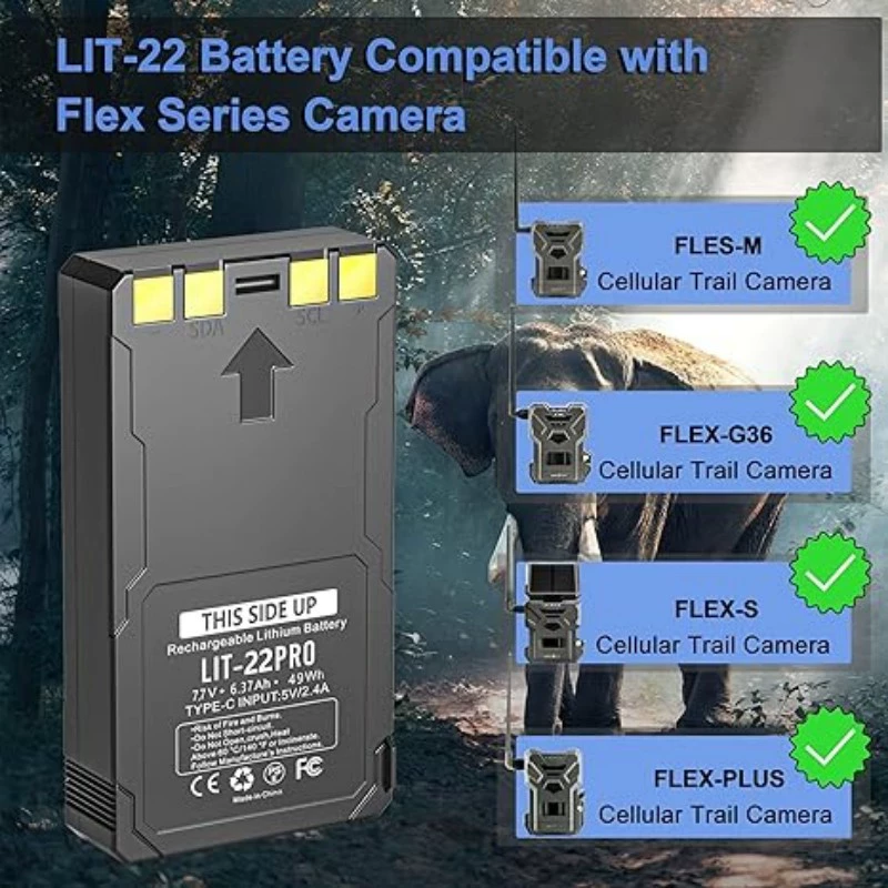 Подходит для замены батареи камеры охоты LIT-22 SPYPOINT Flex-M Flex