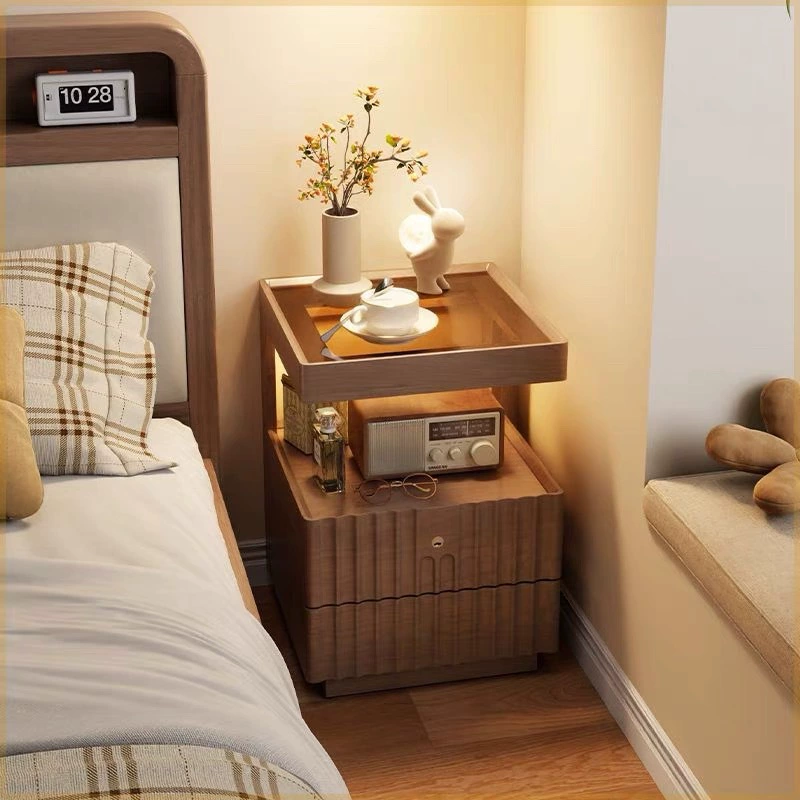 Прикроватная тумбочка б/у, из массива дерева, умная, многофункциональная, ультраузкая, для спальни, с функцией хранения