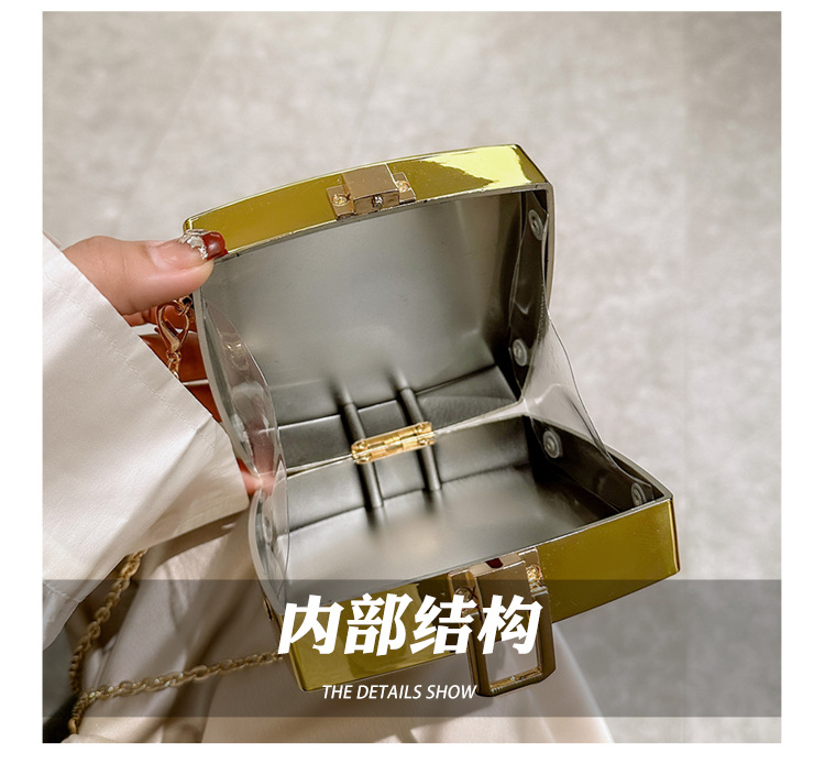 2025 New acrylic bag, square box bag, single-shoulder crossbody chain, women's makeup bag, fashionable cross-border clutch undefined