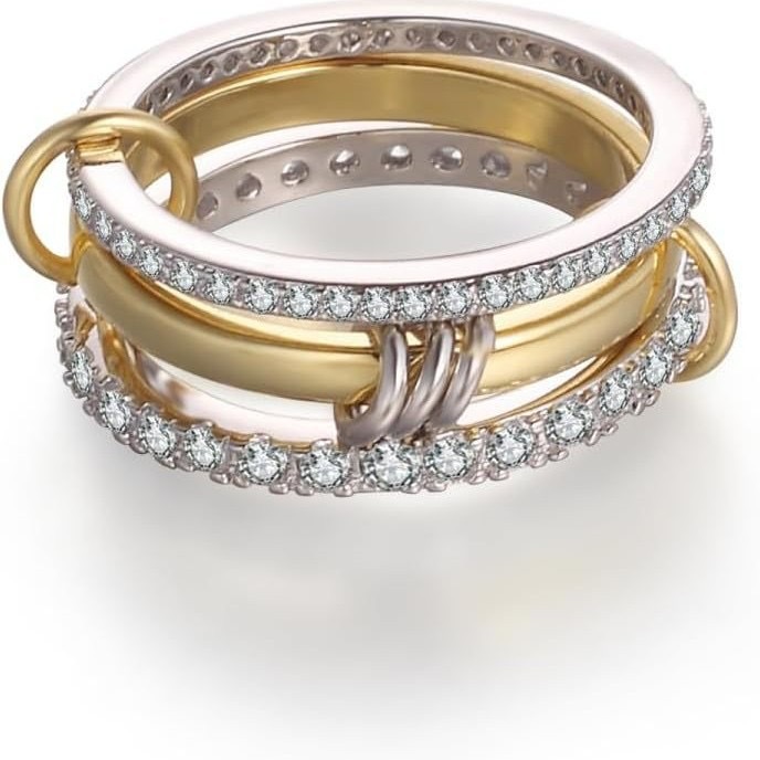 Geometric Pattern All Seasons Season Unisex Gender Wholesale Jewelry Vintage Style Geometric Titanium Steel Copper Zircon Mixed Metal Plating Rings