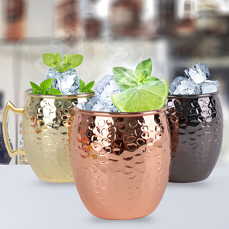Кружка для Moscow Mule из нержавеющей стали 304, кованая, винтажная, медная, в форме барабана, для музыкальных фестивалей