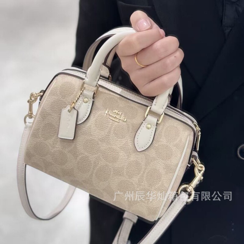 Koujia's New High-End Rowan Boston Genuine Leather Handbag for Women, Mini Fashionable Versatile Crossbody Shoulder Bag