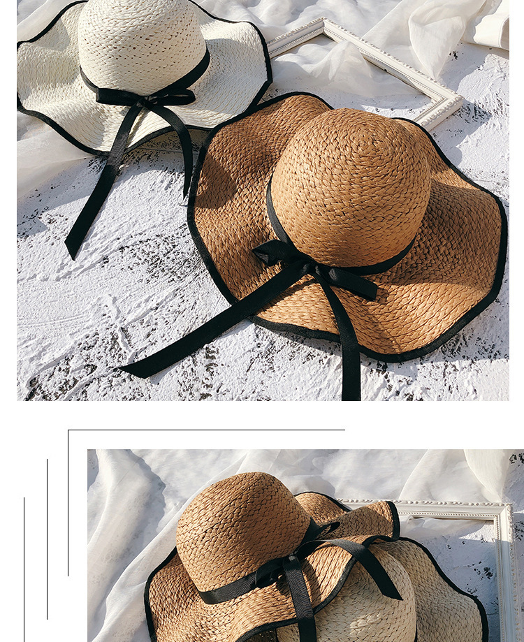 Women's Sweet Simple Style Color Block Wide Eaves Straw Hat display picture 1