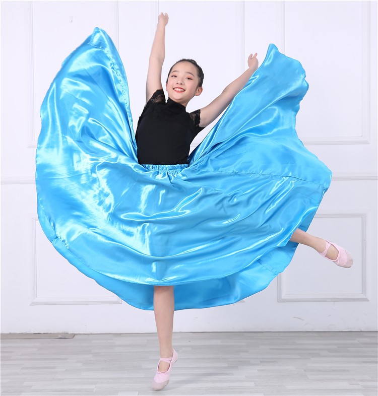 Ropa de rendimiento de media longitud para niños Falda de corrida de toros española Falda de baile grande falda de swing grande para niña abriendo danza ropa de baile para niños