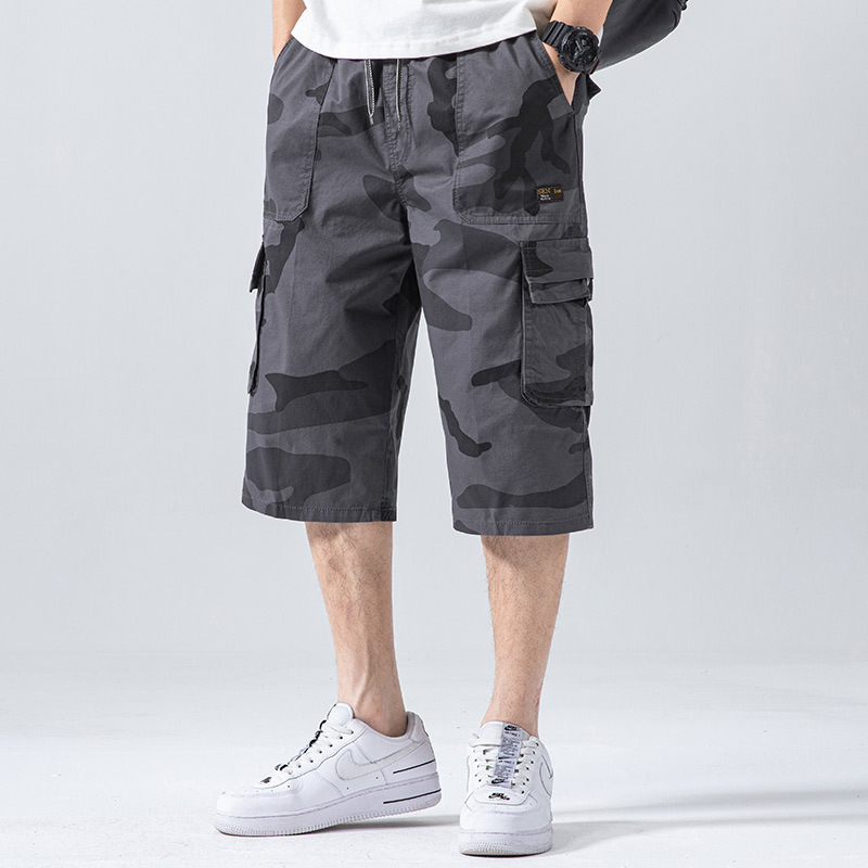 Summer men's camouflage printed cropped pants youth cotton trend zipper overalls casual shorts series wholesale