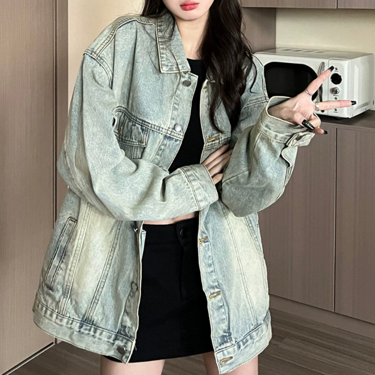 Старая джинсовая куртка женская весна и осень 2025 новая корейская версия ретро повседневная мода свободная куртка прилив