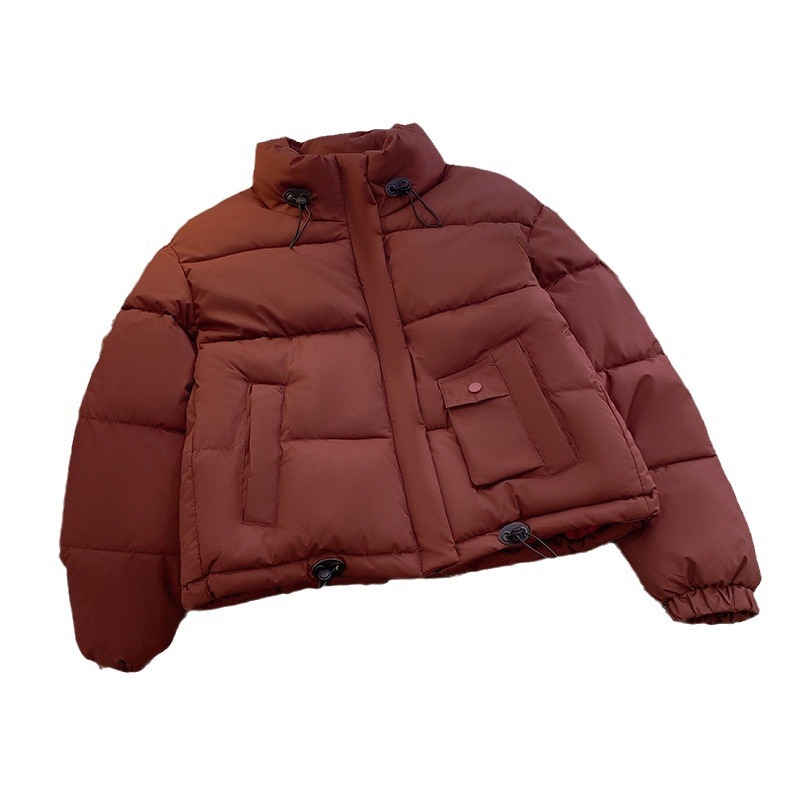 Ropa de algodón corta para mujeres en 2024 nuevo invierno pequeño grueso calentamiento pan de cuello de pie chaqueta de algodón exterior