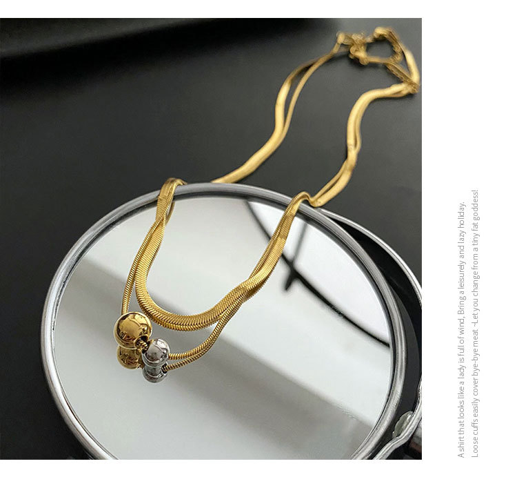 14g Weight PVD Coated Gold Plating Process Vacuum Plating Real Gold Plated 18K Gold Gold Plating Silver Plated Round 304 Stainless Steel INS Style Waterproof Non Tarnish Titanium Steel Layered Necklaces