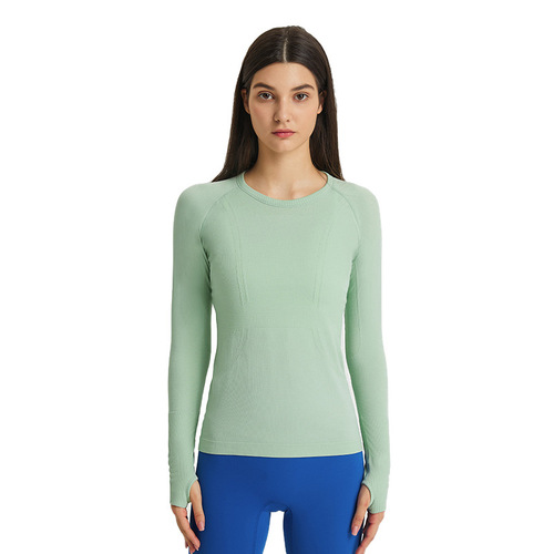 A new generation women's long-sleeved round neck sports T-shirt running fitness top slim fit breathable yoga long sleeve