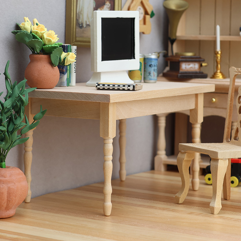 1:12 Dollhouse Miniature Scene Decoration Mini Furniture Modern Minimalist DIY Unfinished Table