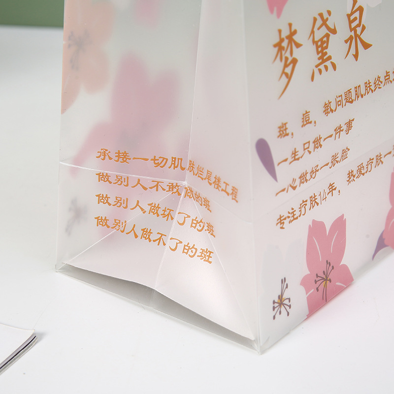 Sakura PP bolsas de plástico personalizadas bolsas de compras de ropa personalizadas bolsas de regalo de PVC transparentes bolsa de regalo