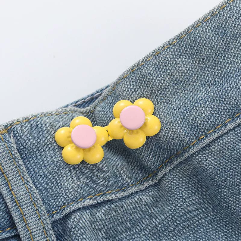 Nail-Free Removable Waist Buckle Pair, Flat-Bottom Seamless Buttons for Pants & Skirts, Assorted Designs