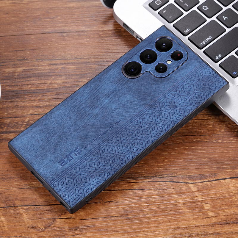 Samsung S24 Ultra携帯電話ケース、S25エッジチェック柄エンボス加工S21レザーカバーS20FE保護カバーS23に適しています。|undefined