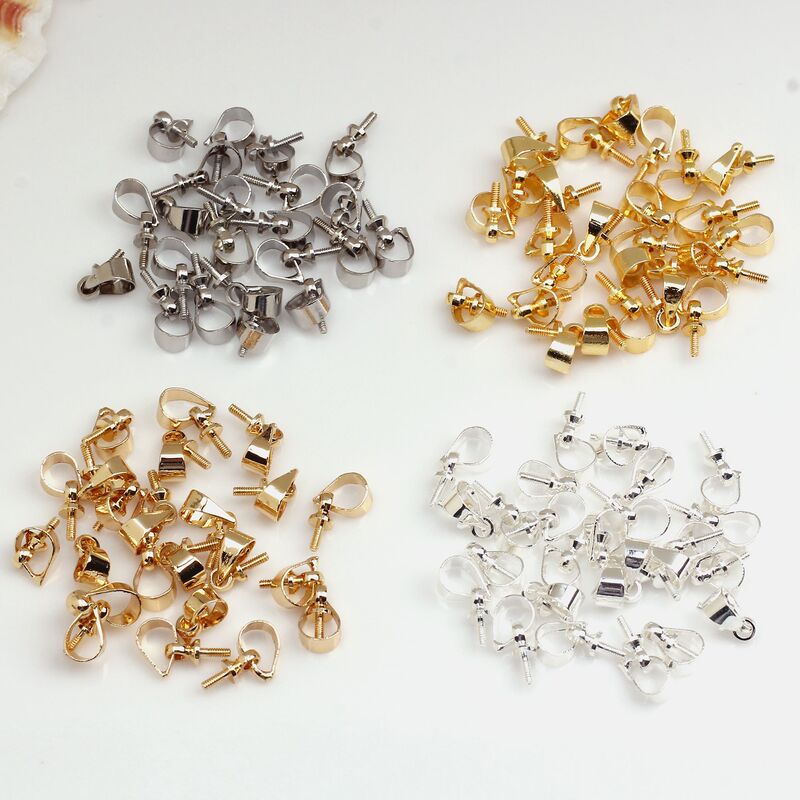 14K gold color retaining sheep's eye needle pendant buckle melon seed buckle screw sheep's eye nail viscose half hole pearl accessories material