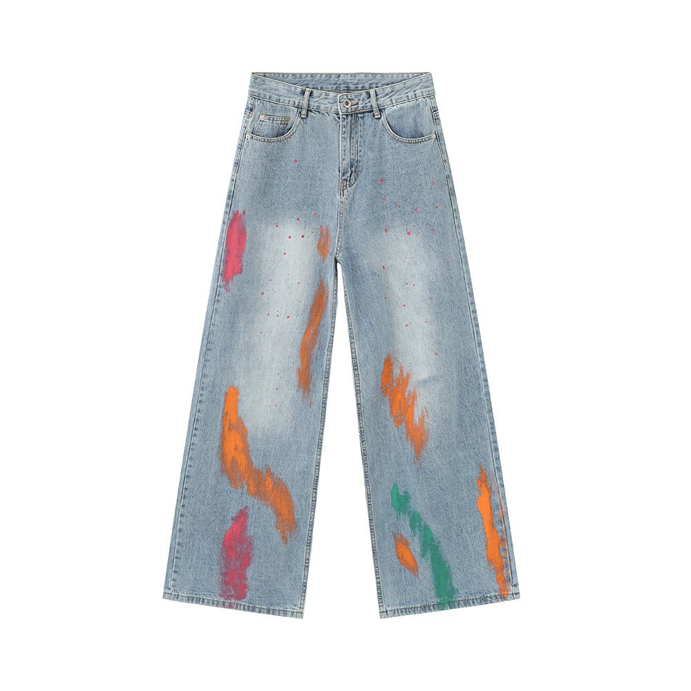 MTLCLOTHES Hombres| 2024 verano nuevos productos personales pinturas de color callejero graffiti jeans de moda