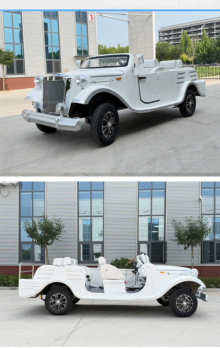Vintage classic car sightseeing vehicle for wedding photography, restaurants, hotels, real estate showings, 6-seater electric sightseeing car