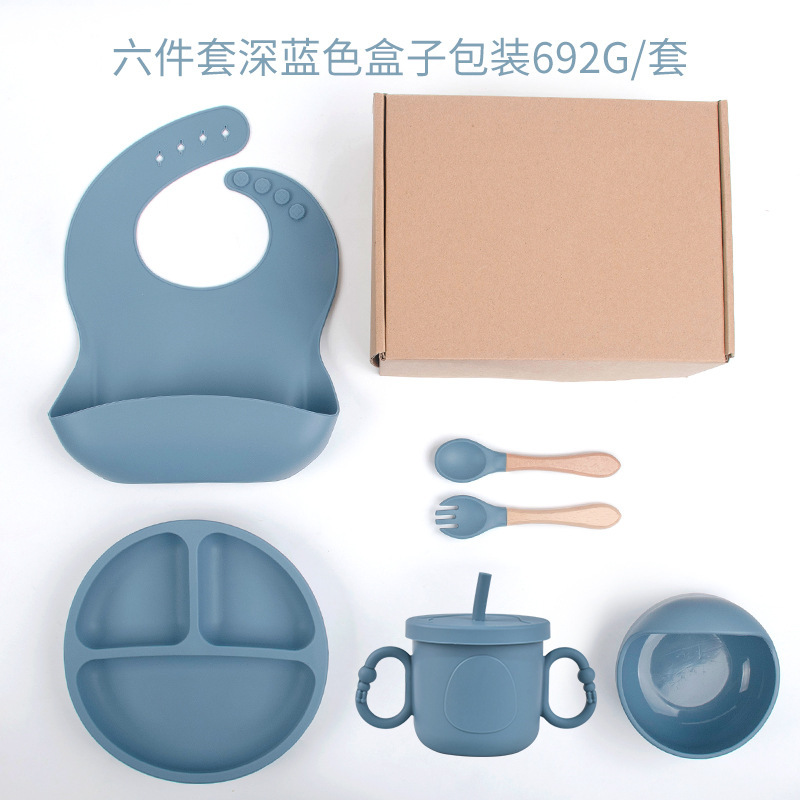 Placa de almuerzo de ventosa resistente a caídas de silicona de grado alimenticio Dumo Baby Juego de tazón Placa de almuerzo de silicona