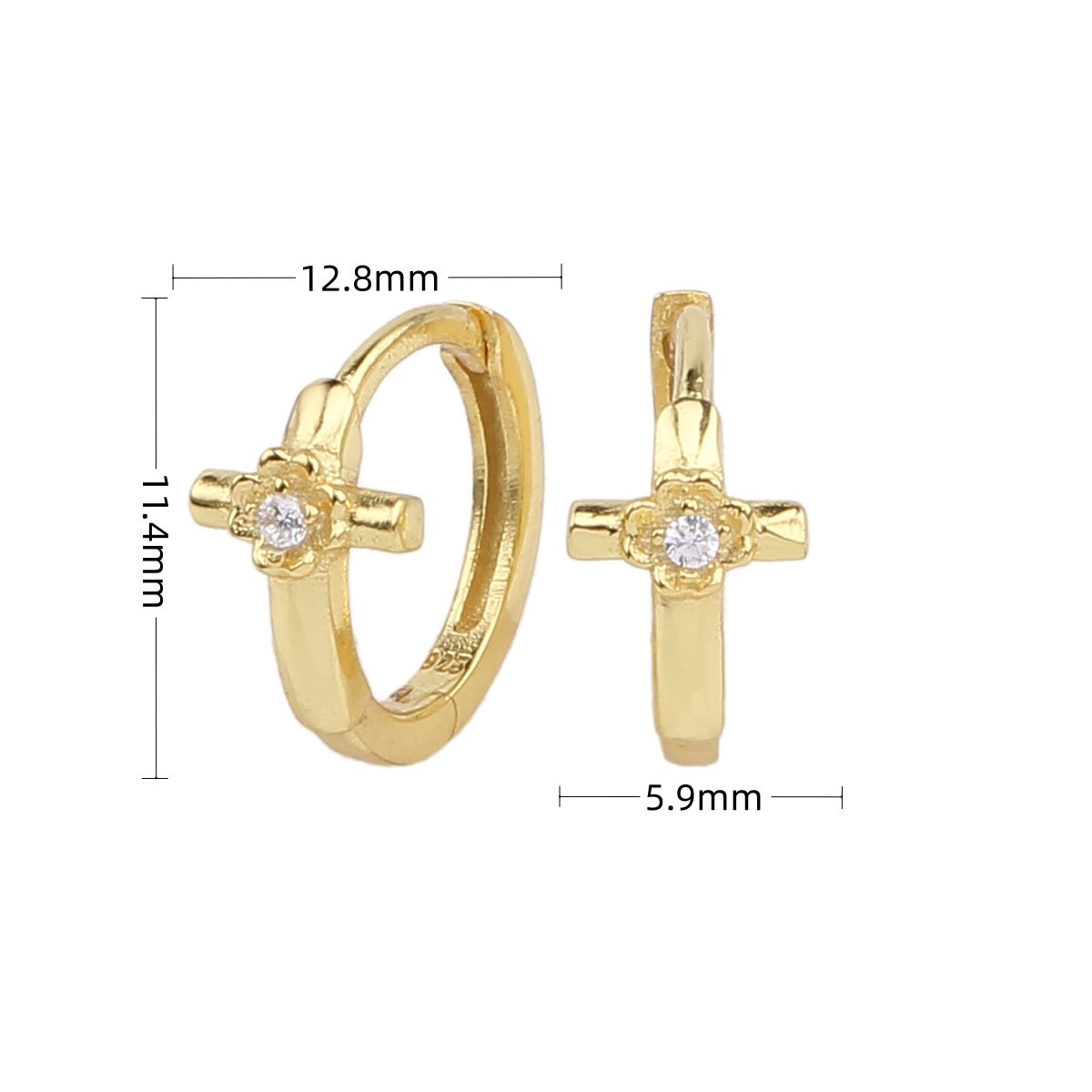 Title 1, S925 Sterling Silver Fashion Trendy Cross Ear C...